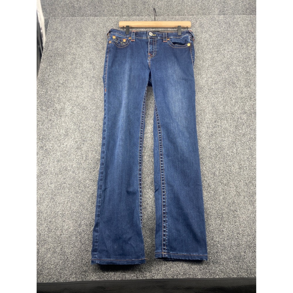 True Religion Bootcut Jeans Mens 33 Blue Denim Horseshoe Stitch Medium Wash